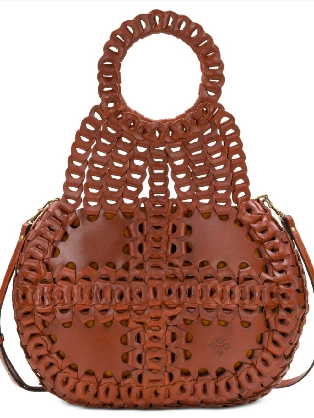 NWT Patricia Nash PISTICCI Chainlink  Leather Crossbody Handbag Florence COGNAC